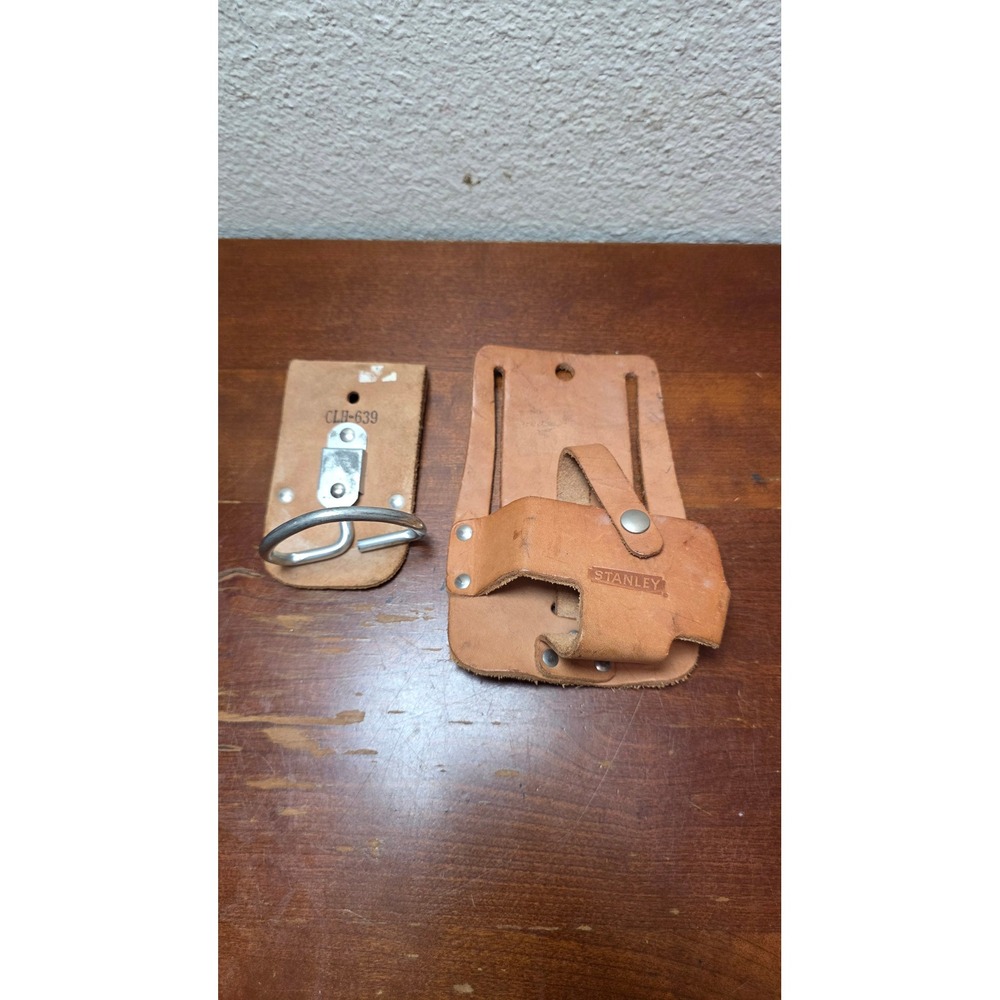 Stanley Leather Hammer Loop Tape Measure Holder Set Tan Work Belt Accessories